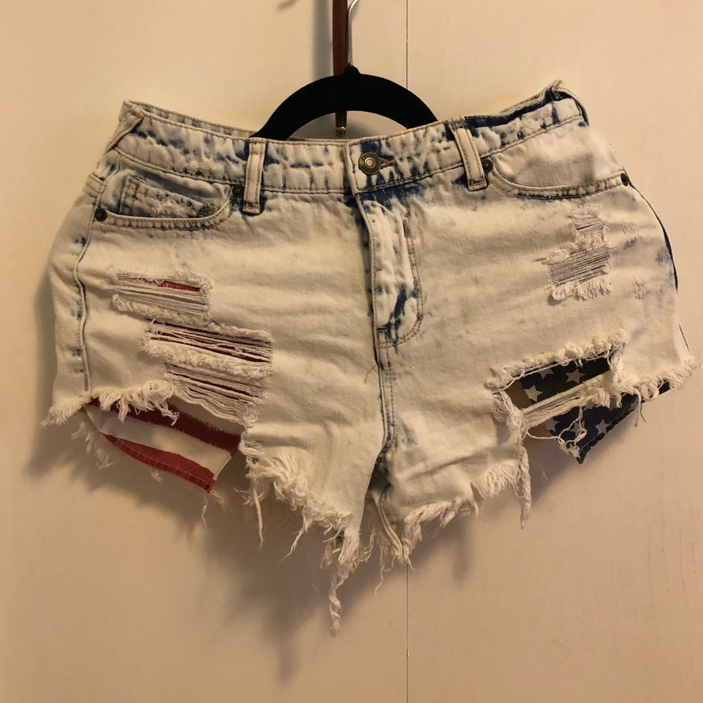 Patriotic denim shorts, like new